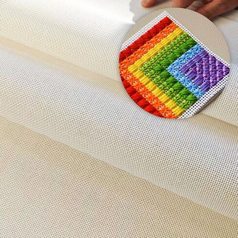 قماش نيدل بوينت، 13 شبكة، 20 بوصة × 17 بوصة، قماش تطريز بيج بنقطة تطريز قماش فارغ in Kuwait