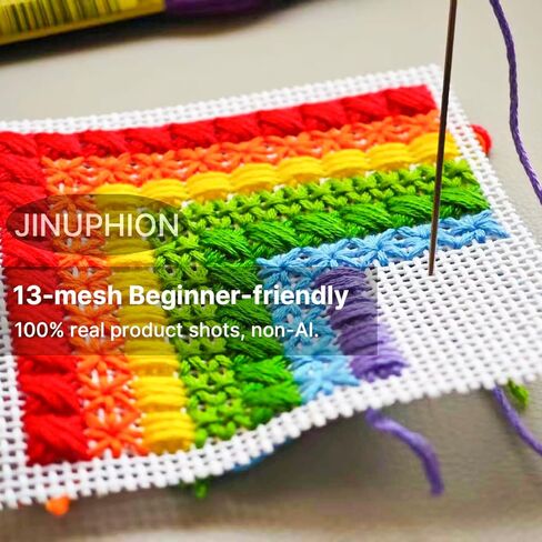 قماش نيدل بوينت، 13 شبكة، 20 بوصة × 17 بوصة، قماش تطريز بيج بنقطة تطريز قماش فارغ in Kuwait