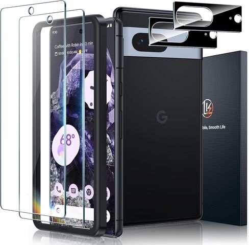LK [2+2 Pack] for Samsung Galaxy S21 Plus Screen Protector with 2 Pack Camera Lens Protector [Work with Fingerprint Reader] Ultra-thin, Tempered Glass Screen Protector for S21 Plus, Anti Scratch in Saudi Arabia