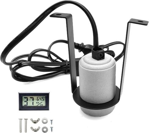 Reptile Light Fixture,Bearded Dragon Heat Lamp Holder Bracket with Thermometer,Pet Heating Light Ceramic Socket,Lamp Fixture for Amphibian,Gecko,Iguana,Lizard,Snake,Turtle (Deep-U) in Saudi Arabia