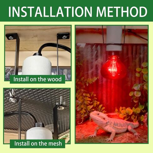 Reptile Light Fixture,Bearded Dragon Heat Lamp Holder Bracket with Thermometer,Pet Heating Light Ceramic Socket,Lamp Fixture for Amphibian,Gecko,Iguana,Lizard,Snake,Turtle (Deep-U) in Saudi Arabia