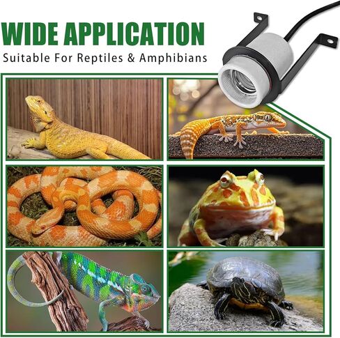 Reptile Light Fixture,Bearded Dragon Heat Lamp Holder Bracket with Thermometer,Pet Heating Light Ceramic Socket,Lamp Fixture for Amphibian,Gecko,Iguana,Lizard,Snake,Turtle (Deep-U) in Saudi Arabia