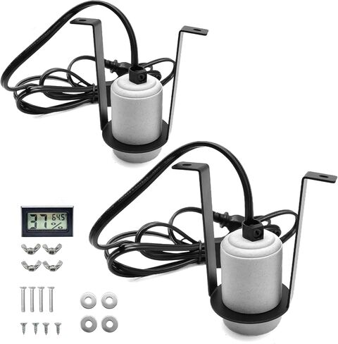 Reptile Light Fixture,Bearded Dragon Heat Lamp Holder Bracket with Thermometer,Pet Heating Light Ceramic Socket,Lamp Fixture for Amphibian,Gecko,Iguana,Lizard,Snake,Turtle (Deep-U) in Saudi Arabia