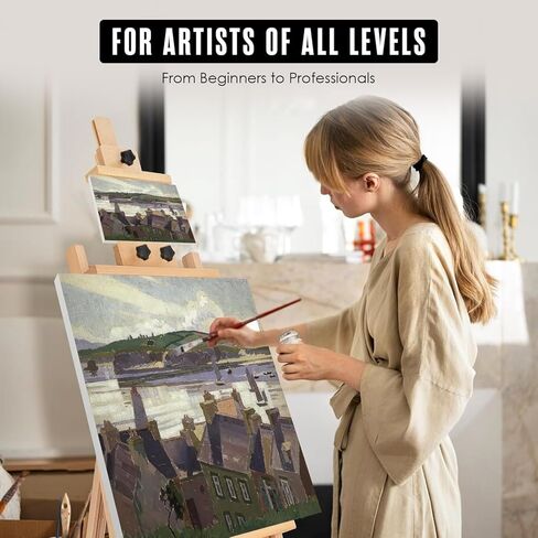 حامل للرسم، حامل إطار على شكل حرف H، حامل طلاء، قائم على الأرض، للقماش الكبير، قابل للتعديل، مسطح مائل، عجلات دوارة، خشب، استوديو، للبالغين، الرسامين، الفنون والحرف اليدوية، يناسب القماش مقاس 80 بوصة in Saudi Arabia