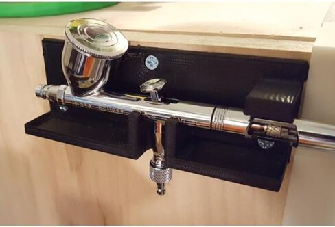Airbrush Wall Mount Holder with Drip Trays & Anti-Tilt for Iwata Eclipse - Black in Saudi Arabia