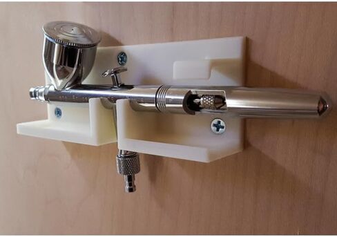 Airbrush Wall Mount Holder with Drip Trays & Anti-Tilt for Iwata Eclipse - Black in Saudi Arabia