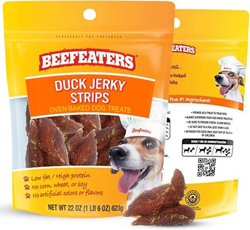 Beefeaters Duck Jerky Strips for Dogs 22 oz, Oven-Baked High Protein Dog Treats Duck Jerky - Low Fat Grain-Free Dog Snacks - No Corn Wheat or Soy - Chewy Dog Jerky Treats for Training and Rewards in Saudi Arabia
