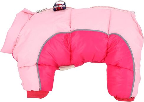Dog Winter Coat with Back Zipper and D Ring, Windproof Waterproof Warm Pet Jacket, 4 Legs Full Coverage Pink Dog Clothes for Small Medium Dogs in Saudi Arabia