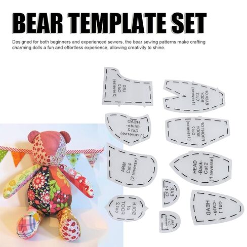 Memory Bear Template Ruler Set, Expertly Cut Acrylic Sewing Patterns for Beginners, Bear Templates Kit for Quilting Journey with Provided Patterns in Saudi Arabia