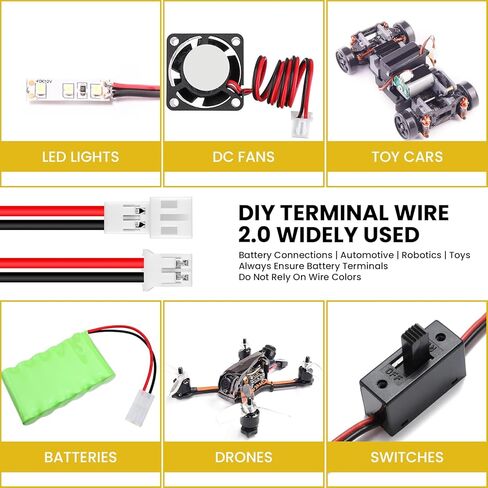 20 زوجًا من JST PH 2.0 مم 2 دبوس موصل ذكر وأنثى مع أسلاك 150 مم للبطارية H67 H36 شفرة إندوتريكس E010 E013 in Kuwait