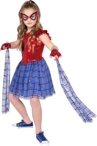 MARVEL Spider-Man Official Youth Halloween Dress - Premium Quality Printed Dress with Fabric Half Mask in Saudi Arabia