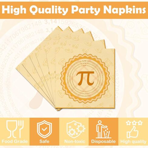 50Pcs Pi Symbol Pie Party Napkins Pi Day Party Decorations Math Pi Day 3.14 March 14th Circumference Theme Party Supplies Disposable Drink Luncheon Dinner Table Decor Supplies Napkins 6.5" x 6.5" in Saudi Arabia