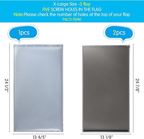 BreezeHug 3-Flap غطاء بديل لباب الكلاب كبير جدًا مع براغي متوافق مع Petsafe Freedom Doggie Door Pac 11-11040 13 1/8 بوصة × 24 7/8 بوصة، مقاوم للطقس -20 إلى 120 فهرنهايت in Kuwait