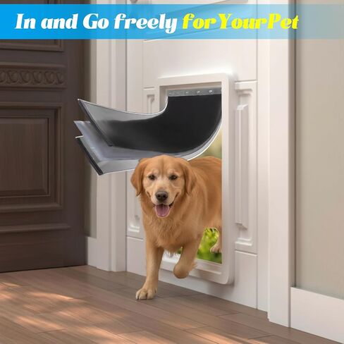 BreezeHug 3-Flap غطاء بديل لباب الكلاب كبير جدًا مع براغي متوافق مع Petsafe Freedom Doggie Door Pac 11-11040 13 1/8 بوصة × 24 7/8 بوصة، مقاوم للطقس -20 إلى 120 فهرنهايت in Kuwait