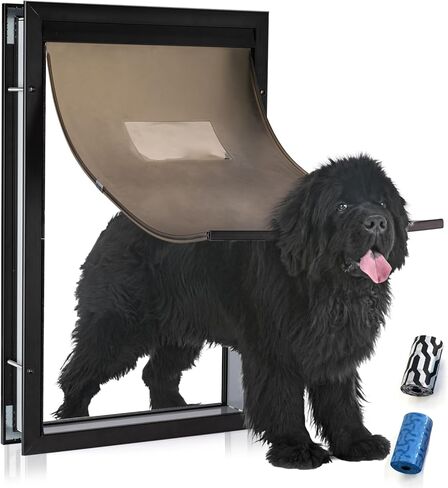 Dog Door Aluminum Pet Door with Extra-Large Flap, Doggie Door Designed with Automatic Closing Magnetic Flap, Telescoping Tunnel (X-Large&Adjustable Thickness) in Saudi Arabia