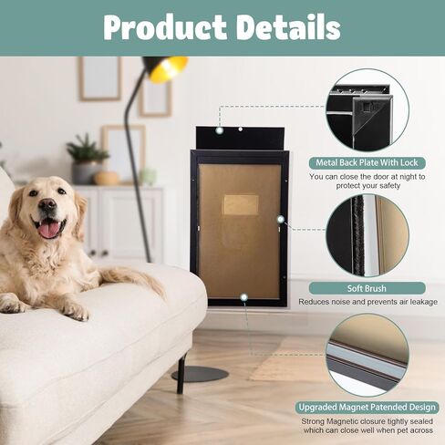 Dog Door Aluminum Pet Door with Extra-Large Flap, Doggie Door Designed with Automatic Closing Magnetic Flap, Telescoping Tunnel (X-Large&Adjustable Thickness) in Saudi Arabia