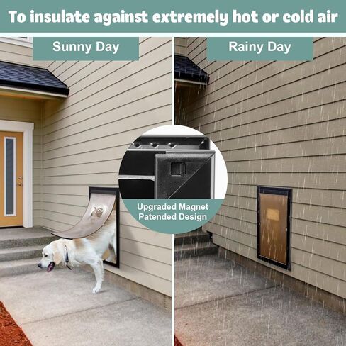 Dog Door Aluminum Pet Door with Extra-Large Flap, Doggie Door Designed with Automatic Closing Magnetic Flap, Telescoping Tunnel (X-Large&Adjustable Thickness) in Saudi Arabia