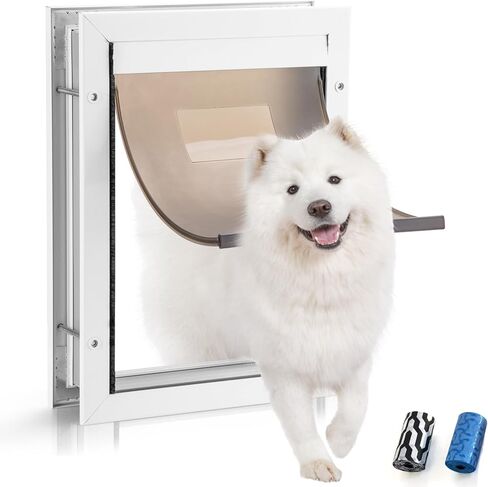 Dog Door Aluminum Pet Door with Extra-Large Flap, Doggie Door Designed with Automatic Closing Magnetic Flap, Telescoping Tunnel (X-Large&Adjustable Thickness) in Saudi Arabia