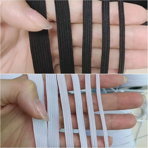 SewFlex® Flat Elastic 10m Band Cord for Sewing DIY Projects, Arts and Crafts, Dressmaking, Haberdashery and Clothing Accessory, Material, Supplies Strip of Garter (Black, 12mm, 1/2inch) in Saudi Arabia