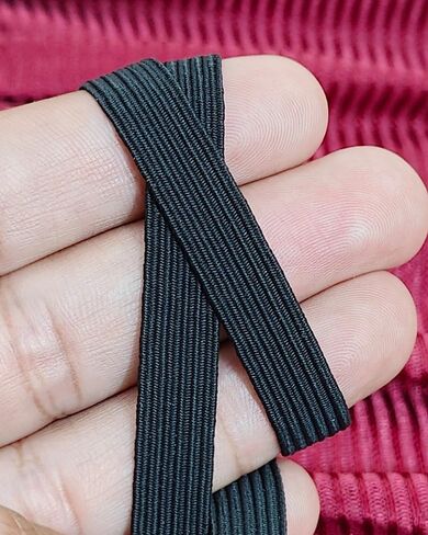 SewFlex® Flat Elastic 10m Band Cord for Sewing DIY Projects, Arts and Crafts, Dressmaking, Haberdashery and Clothing Accessory, Material, Supplies Strip of Garter (Black, 12mm, 1/2inch) in Saudi Arabia