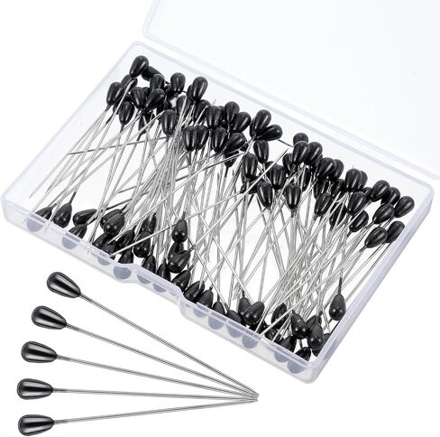 100Pcs Black Straight Pins for Crafts/Sewing/Hat/Jewelry, Ymapinc 2.17-Inch Corsage Pins, Teardrop Pearl Boutonniere Pin for Wedding Bouquets/Flower Decor, Bouquet Accessories in Saudi Arabia
