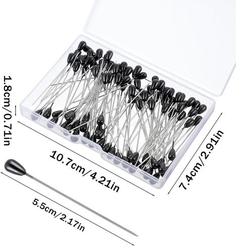 100Pcs Black Straight Pins for Crafts/Sewing/Hat/Jewelry, Ymapinc 2.17-Inch Corsage Pins, Teardrop Pearl Boutonniere Pin for Wedding Bouquets/Flower Decor, Bouquet Accessories in Saudi Arabia