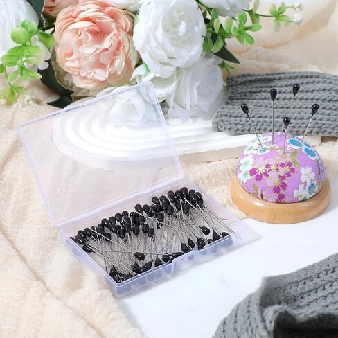 100Pcs Black Straight Pins for Crafts/Sewing/Hat/Jewelry, Ymapinc 2.17-Inch Corsage Pins, Teardrop Pearl Boutonniere Pin for Wedding Bouquets/Flower Decor, Bouquet Accessories in Saudi Arabia