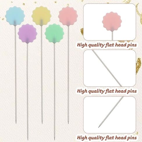 200 Pcs Flat Head Straight Pins, Quilting Pins with Colored Heads, Straight Pin Sewing Dressmaker Pin Flower Head for DIY Projects in Saudi Arabia