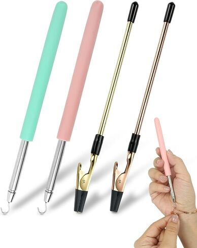 4 قطع أداة مساعدة للسوار، خطافات أدوات مساعدة للقلادة والمجوهرات والساعة، أداة مساعدة للسوار المحمولة لوضعها على نفسك، مشبك، مساعد مشبك مع أطراف مطاطية مضادة للانزلاق. in Kuwait