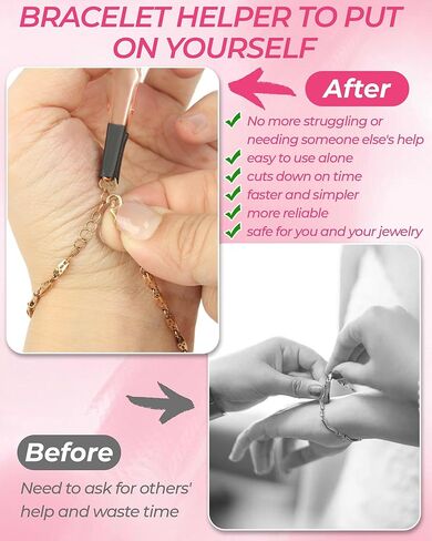 4 قطع أداة مساعدة للسوار، خطافات أدوات مساعدة للقلادة والمجوهرات والساعة، أداة مساعدة للسوار المحمولة لوضعها على نفسك، مشبك، مساعد مشبك مع أطراف مطاطية مضادة للانزلاق. in Kuwait
