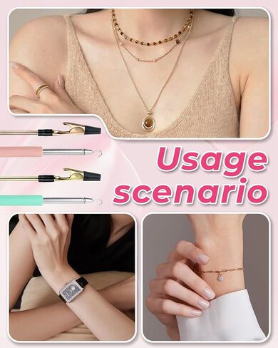 4 قطع أداة مساعدة للسوار، خطافات أدوات مساعدة للقلادة والمجوهرات والساعة، أداة مساعدة للسوار المحمولة لوضعها على نفسك، مشبك، مساعد مشبك مع أطراف مطاطية مضادة للانزلاق. in Kuwait