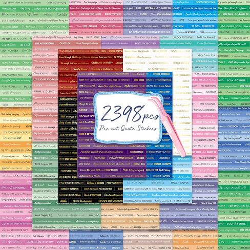 2398PCS Quote Stickers, Gold Foil Word Phrase Stickers for Junk Journal, Pre-Cut Motivational Inspirational Small Talk Labels for Scrapbook, DIY Craft Card Making (50 Sheets) in Saudi Arabia