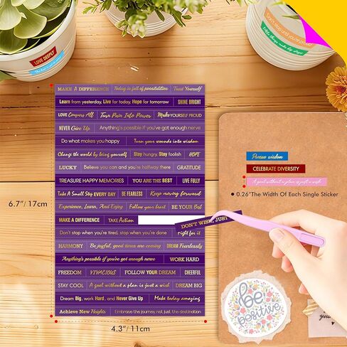 2398PCS Quote Stickers, Gold Foil Word Phrase Stickers for Junk Journal, Pre-Cut Motivational Inspirational Small Talk Labels for Scrapbook, DIY Craft Card Making (50 Sheets) in Saudi Arabia