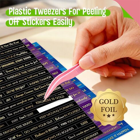 2398PCS Quote Stickers, Gold Foil Word Phrase Stickers for Junk Journal, Pre-Cut Motivational Inspirational Small Talk Labels for Scrapbook, DIY Craft Card Making (50 Sheets) in Saudi Arabia