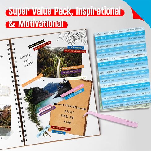 2398PCS Quote Stickers, Gold Foil Word Phrase Stickers for Junk Journal, Pre-Cut Motivational Inspirational Small Talk Labels for Scrapbook, DIY Craft Card Making (50 Sheets) in Saudi Arabia