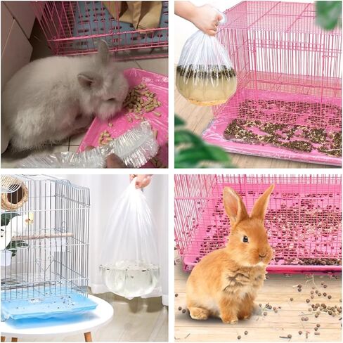 50 قطعة من بطانة قفص الحيوانات الصغيرة للاستعمال مرة واحدة، بطانات قفص خنزير غينيا أرنب من البلاستيك الشفاف، حقيبة بطانة قفص الأرنب، طبقة تواليت عالمية، فراش حيوانات صغيرة (50 قطعة، مقاس M) in Kuwait