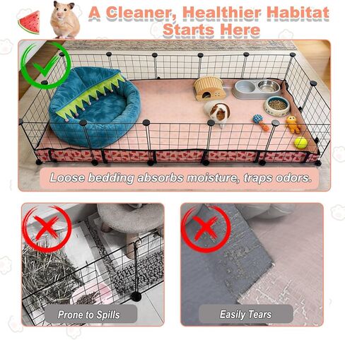 Waterproof Guinea Pig Cage Liners, Washable & Reusable Small Animal Cage Mat, for Rabbit, Hamster, Chinchilla, Hedgehog (Watermelon),C&C 24x48 inches in Saudi Arabia