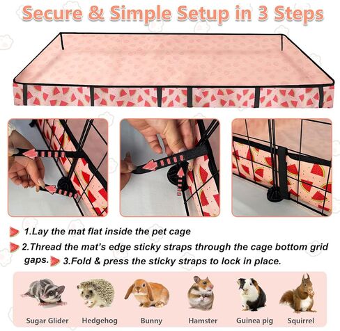 Waterproof Guinea Pig Cage Liners, Washable & Reusable Small Animal Cage Mat, for Rabbit, Hamster, Chinchilla, Hedgehog (Watermelon),C&C 24x48 inches in Saudi Arabia