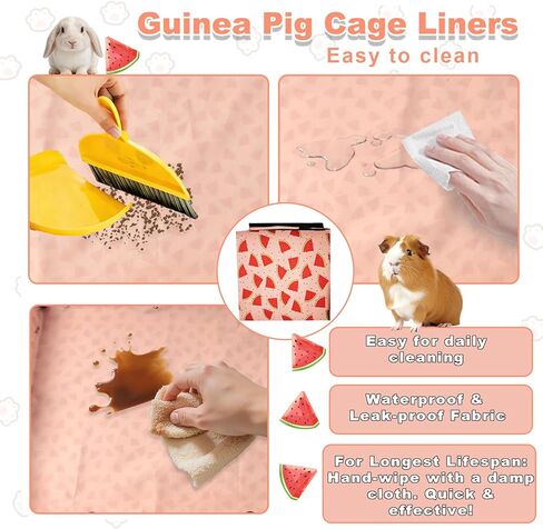 Waterproof Guinea Pig Cage Liners, Washable & Reusable Small Animal Cage Mat, for Rabbit, Hamster, Chinchilla, Hedgehog (Watermelon),C&C 24x48 inches in Saudi Arabia