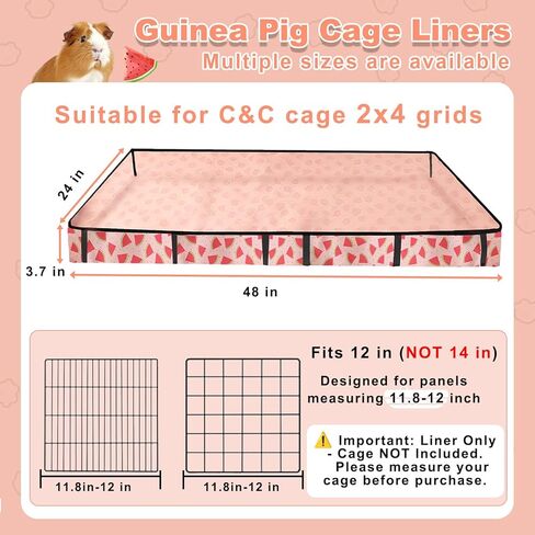 Waterproof Guinea Pig Cage Liners, Washable & Reusable Small Animal Cage Mat, for Rabbit, Hamster, Chinchilla, Hedgehog (Watermelon),C&C 24x48 inches in Saudi Arabia
