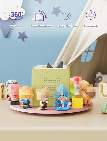 NiHome 360° Rotating Display Stand Compatible with Toniebox and Audio Figures, Acrylic Desktop Organizer for Bedroom or Living Room, Pink Glitter Storage Holder (Rack Only) in Saudi Arabia