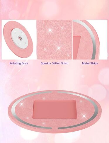 NiHome 360° Rotating Display Stand Compatible with Toniebox and Audio Figures, Acrylic Desktop Organizer for Bedroom or Living Room, Pink Glitter Storage Holder (Rack Only) in Saudi Arabia