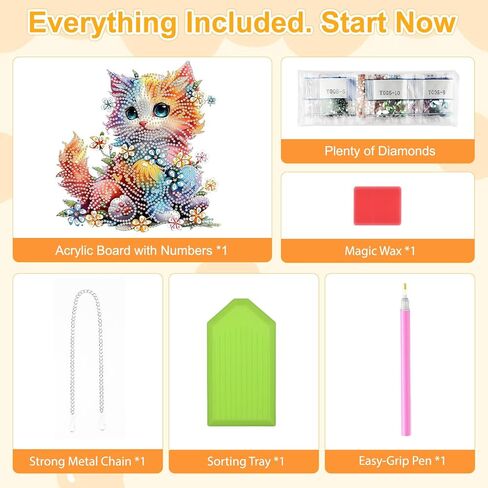 TOSTOG Pretty Cat Flower Diamond Art Pendant Kits for Adult, Cute Diamond Painting Hanging Kit for Beginners, 5D DIY Crafts Gem Art, Waterproof Full Accessories for Home Decor Idea 20 * 20 cm/8 * 8 in in Saudi Arabia