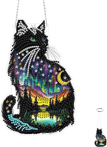 TOSTOG جميلة القط زهرة الماس الفن قلادة مجموعات للبالغين، لطيف الماس اللوحة شنقا عدة للمبتدئين، 5D DIY الحرف جوهرة الفن، للماء الملحقات الكاملة لفكرة ديكور المنزل 20 * 20 سم / 8 * 8 في in Kuwait