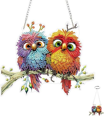 TOSTOG Pretty Cat Flower Diamond Art Pendant Kits for Adult, Cute Diamond Painting Hanging Kit for Beginners, 5D DIY Crafts Gem Art, Waterproof Full Accessories for Home Decor Idea 20 * 20 cm/8 * 8 in in Saudi Arabia