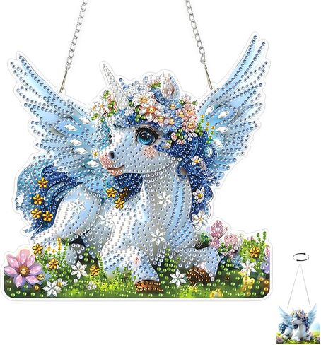 TOSTOG Pretty Cat Flower Diamond Art Pendant Kits for Adult, Cute Diamond Painting Hanging Kit for Beginners, 5D DIY Crafts Gem Art, Waterproof Full Accessories for Home Decor Idea 20 * 20 cm/8 * 8 in in Saudi Arabia