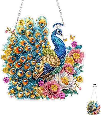 TOSTOG Pretty Cat Flower Diamond Art Pendant Kits for Adult, Cute Diamond Painting Hanging Kit for Beginners, 5D DIY Crafts Gem Art, Waterproof Full Accessories for Home Decor Idea 20 * 20 cm/8 * 8 in in Saudi Arabia
