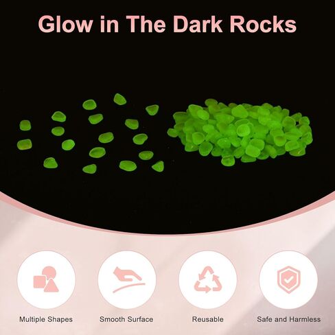 1000-Pack Glow in The Dark Rocks, 0.31"-0.44" Resin Outdoor Garden Decorations Luminous Pebbles Stones for Garden Plants/Aquarium/Backyard Path, Aquarium Gravel [Green] in Saudi Arabia