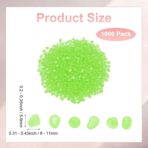 1000-Pack Glow in The Dark Rocks, 0.31"-0.44" Resin Outdoor Garden Decorations Luminous Pebbles Stones for Garden Plants/Aquarium/Backyard Path, Aquarium Gravel [Green] in Saudi Arabia