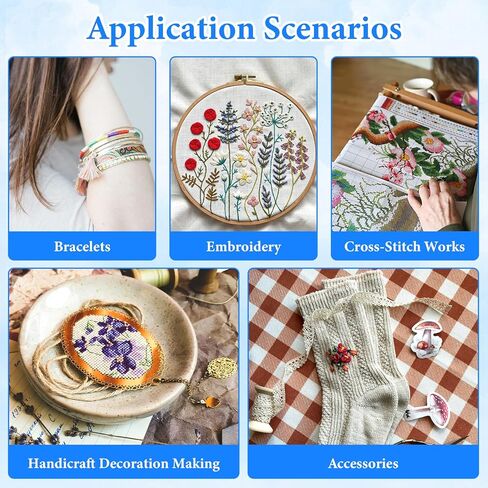 11 Skeins Metallic Embroidery Floss, 12 Strands Metallic Embroidery Thread 8M Colorful Embroideries Floss with 5 Size Needles and 1 Threader for Hand Embroideries String DIY Art Projects in Kuwait